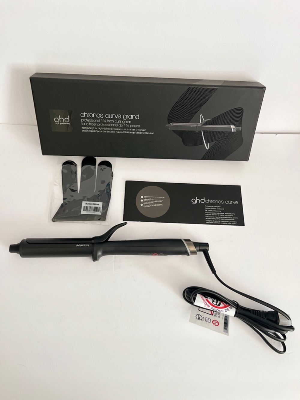 ghd Chronos Curve Grand Professional 1 1/4” Curling Iron W/Tong Big Curls NEW